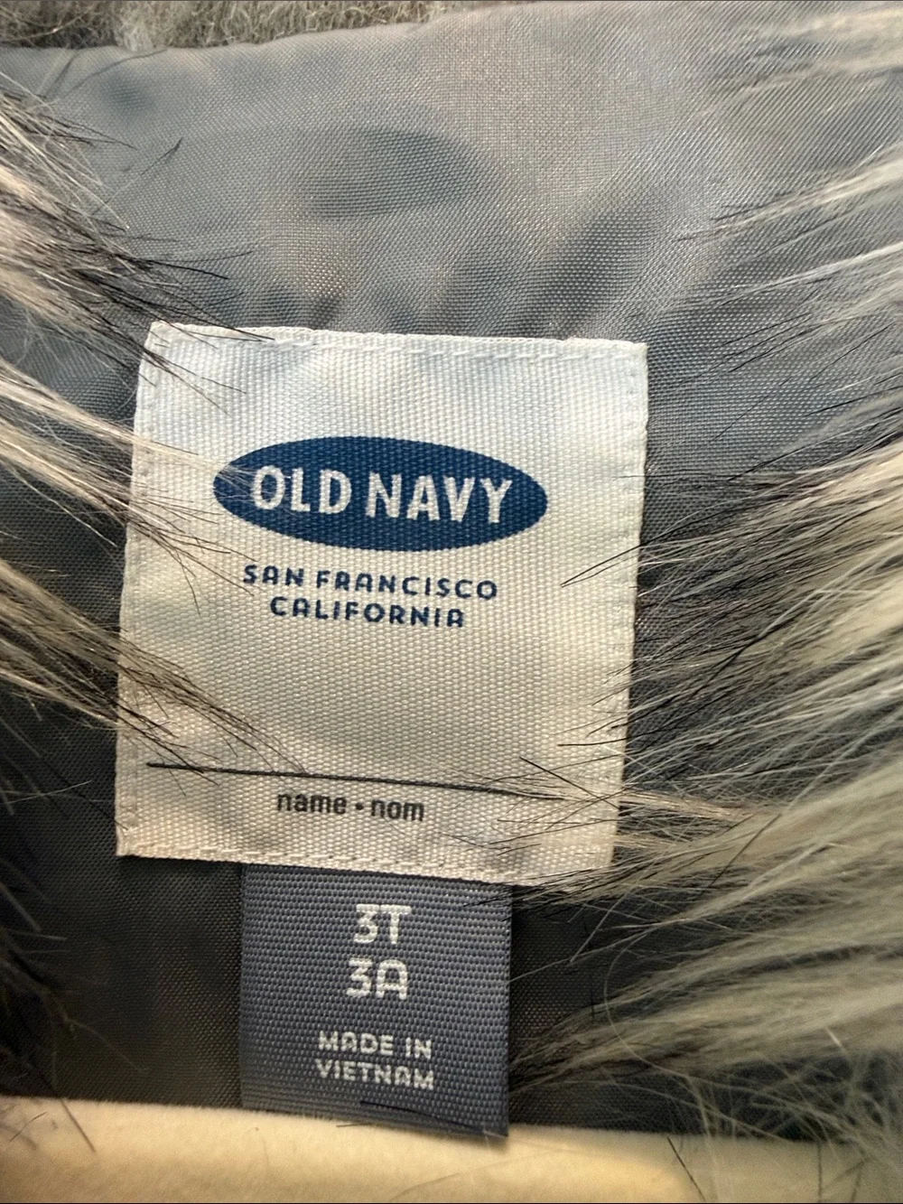 Old Navy Girls 3T Faux Fur Vest Gray Tan Shaggy Boho Fall